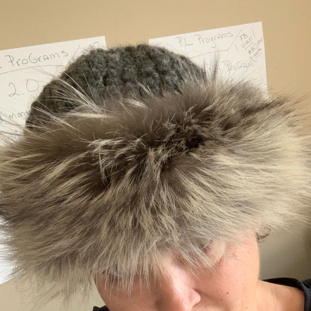 Winter fur hat gray grey